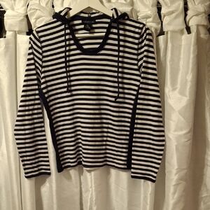Rafaella Navy and White Striped Top Med
